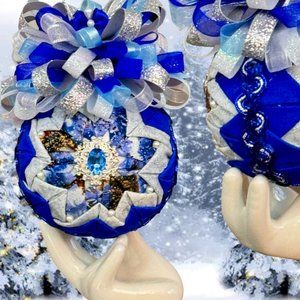 Quilted Christmas Tree Ornament, Winter Bling Ornament, Handmade Holiday Gift